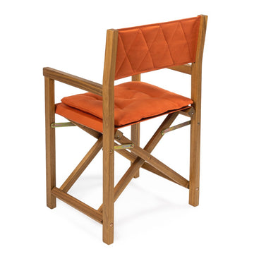 Waldo Classic Mid-Century Outdoor Acacia Wood Foldable Diamond-Quilted Back Director Chair with Cushion - JONATHAN Y